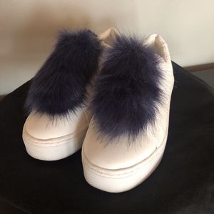 Leva Faux Fur Pom Pom Laceless Sneaker